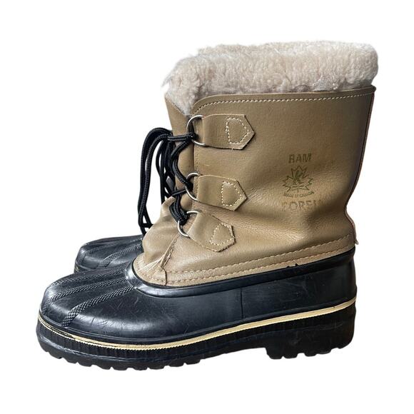 Vintage SOREL Womans 6 RAM Waterproof Snow Boots Shearling WOOL Lining Brown Tan - Picture 1 of 6